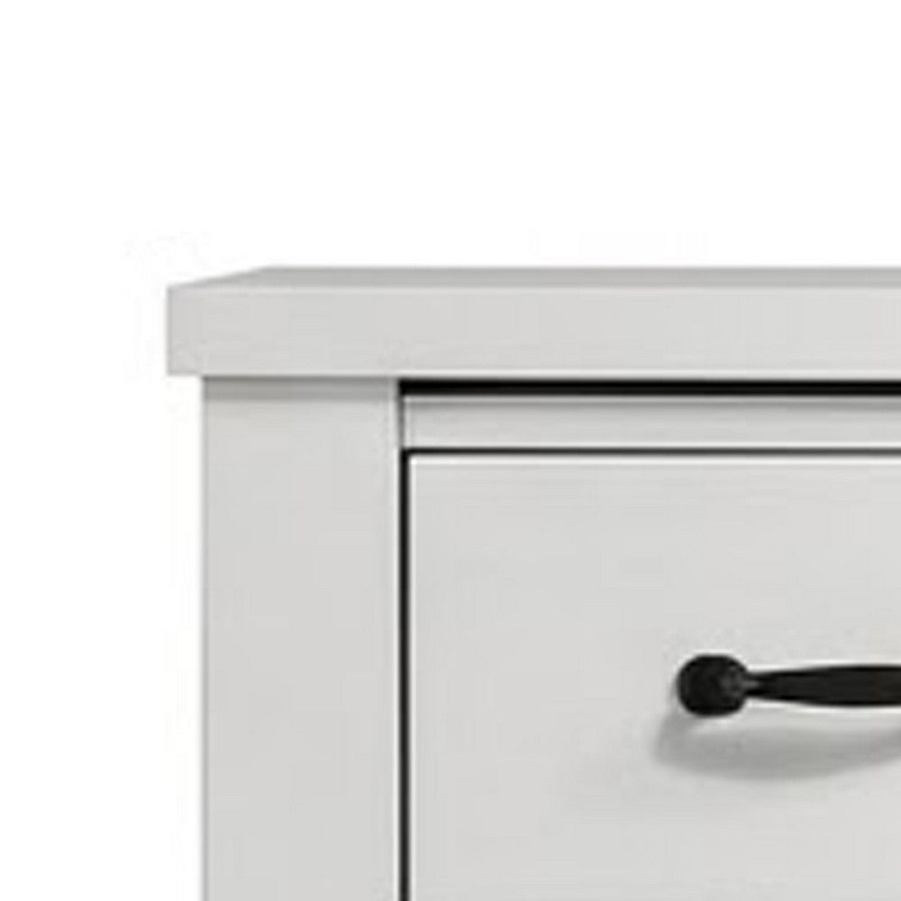 Nori Tall Dresser Chest | 5 Drawers with Split Top | Black Handles | White