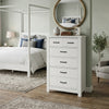 Nori Tall Dresser Chest | 5 Drawers with Split Top | Black Handles | White
