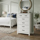 Nori Tall Dresser Chest | 5 Drawers with Split Top | Black Handles | White