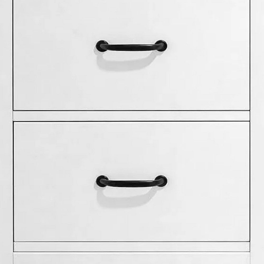 Nori Bedside Low Nightside | 2 Drawers with Black Metal Handles | White