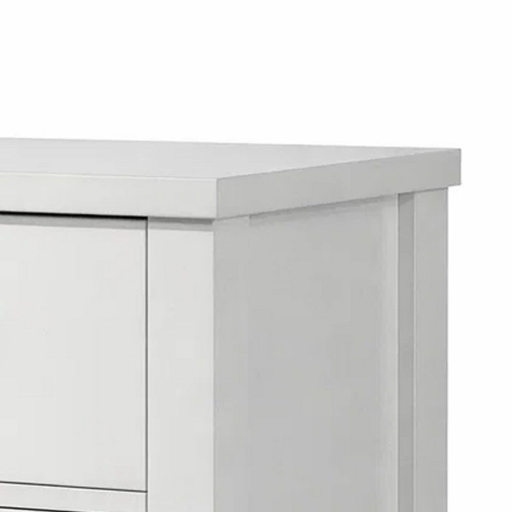 Nori Bedside Low Nightside | 2 Drawers with Black Metal Handles | White