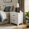 Nori Bedside Low Nightside | 2 Drawers with Black Metal Handles | White