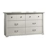 Jori Wide Dresser | 6 Drawers with Split Top | Black Handles | White