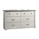 Jori Wide Dresser | 6 Drawers with Split Top | Black Handles | White