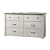 Jori Wide Dresser | 6 Drawers with Split Top | Black Handles | White