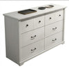 Jori Wide Dresser | 6 Drawers with Split Top | Black Handles | White