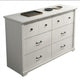 Jori Wide Dresser | 6 Drawers with Split Top | Black Handles | White
