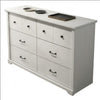 Jori Wide Dresser | 6 Drawers with Split Top | Black Handles | White