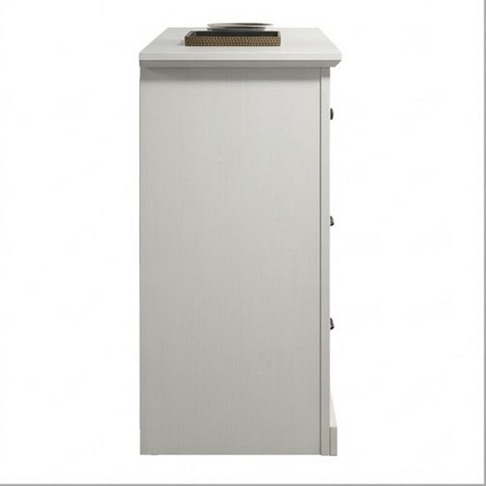 Jori Wide Dresser | 6 Drawers with Split Top | Black Handles | White