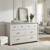 Jori Wide Dresser | 6 Drawers with Split Top | Black Handles | White