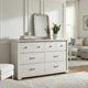 Jori Wide Dresser | 6 Drawers with Split Top | Black Handles | White