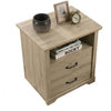 Jori Bedside Nightstand | 2 Drawers | USB Ports | 1 Open Shelf | Oak Brown