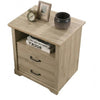 Jori Bedside Nightstand | 2 Drawers | USB Ports | 1 Open Shelf | Oak Brown