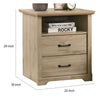 Jori Bedside Nightstand | 2 Drawers | USB Ports | 1 Open Shelf | Oak Brown