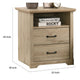 Jori Bedside Nightstand | 2 Drawers | USB Ports | 1 Open Shelf | Oak Brown