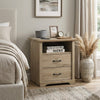 Jori Bedside Nightstand | 2 Drawers | USB Ports | 1 Open Shelf | Oak Brown