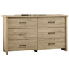 Kori Wide Dresser | 6 Drawers with Black Handles | Light Oak Brown