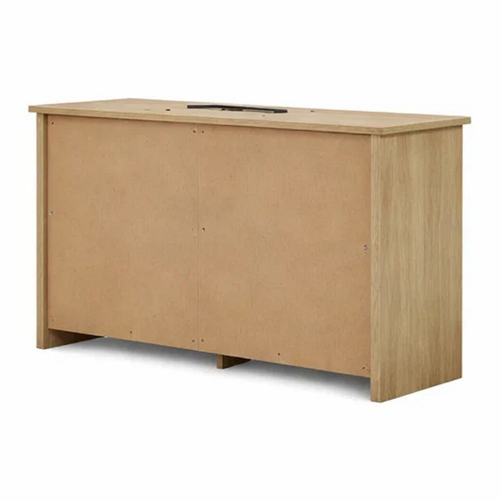 Kori Wide Dresser | 6 Drawers with Black Handles | Light Oak Brown