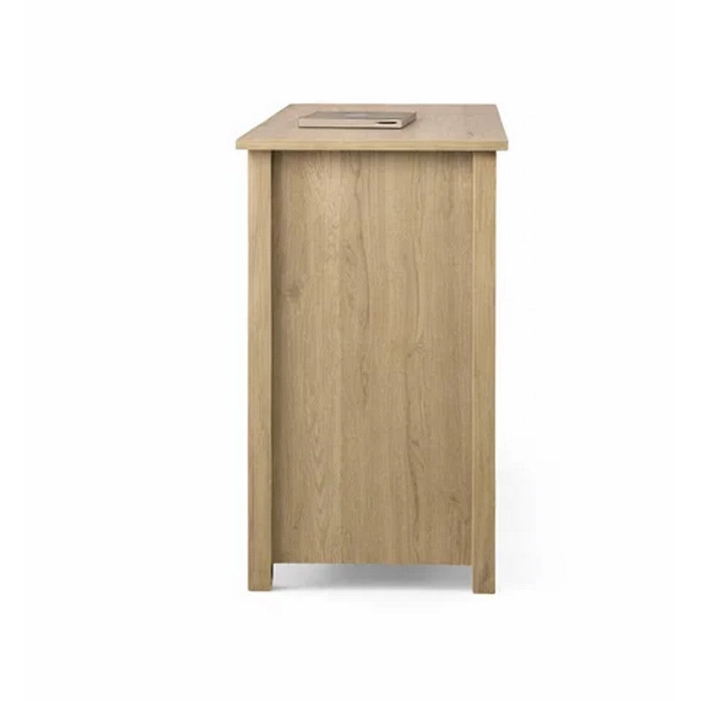 Kori Wide Dresser | 6 Drawers with Black Handles | Light Oak Brown