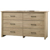 Kori Wide Dresser | 6 Drawers with Black Handles | Light Oak Brown