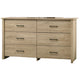 Kori Wide Dresser | 6 Drawers with Black Handles | Light Oak Brown
