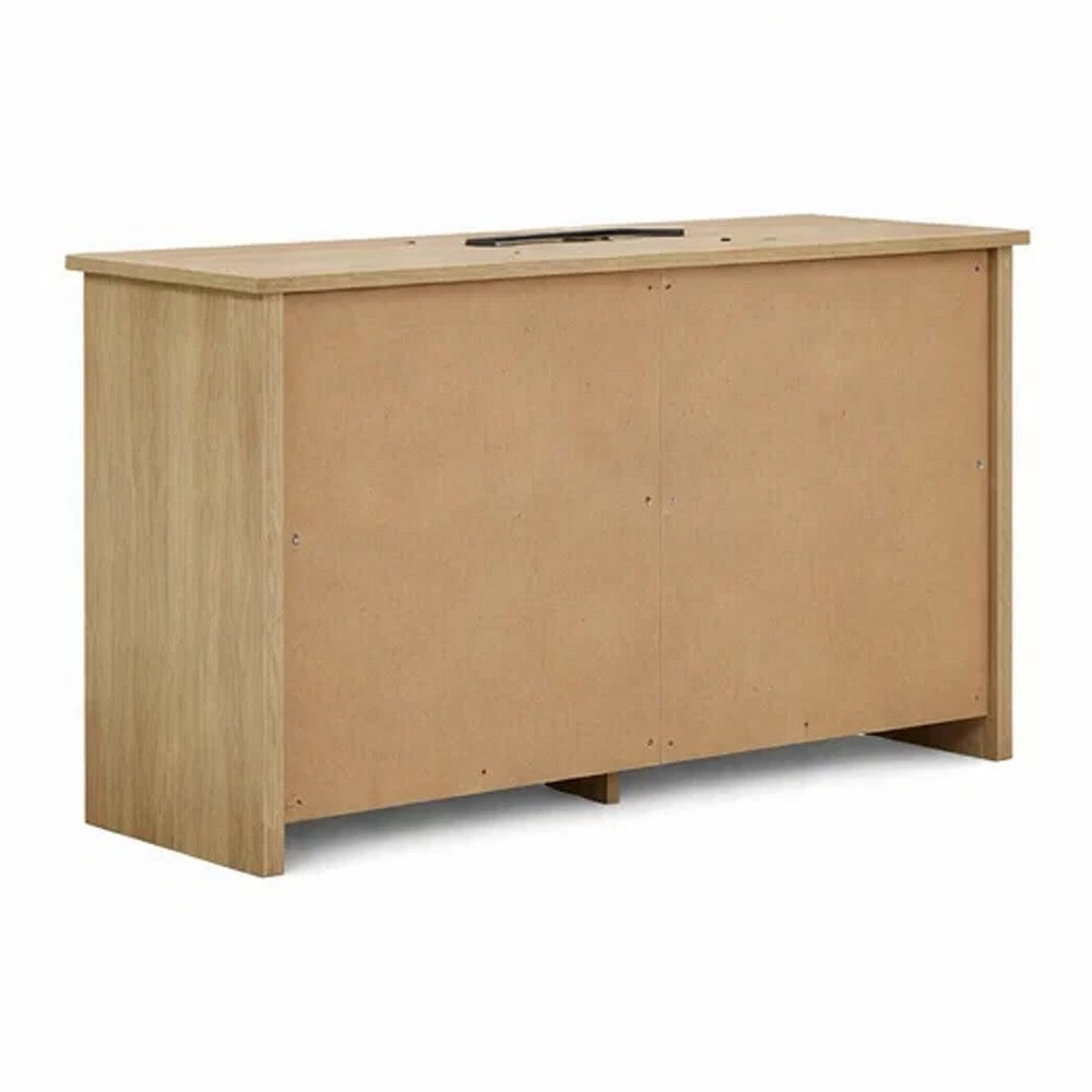 Kori Wide Dresser | 6 Drawers with Black Handles | Light Oak Brown