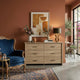 Kori Wide Dresser | 6 Drawers with Black Handles | Light Oak Brown