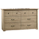 Jori Wide Dresser | 6 Drawers with Split Top | Black Handles | Oak Brown
