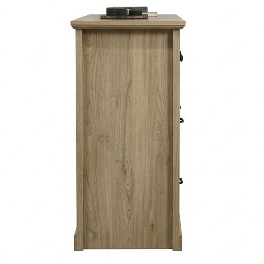 Jori Wide Dresser | 6 Drawers with Split Top | Black Handles | Oak Brown