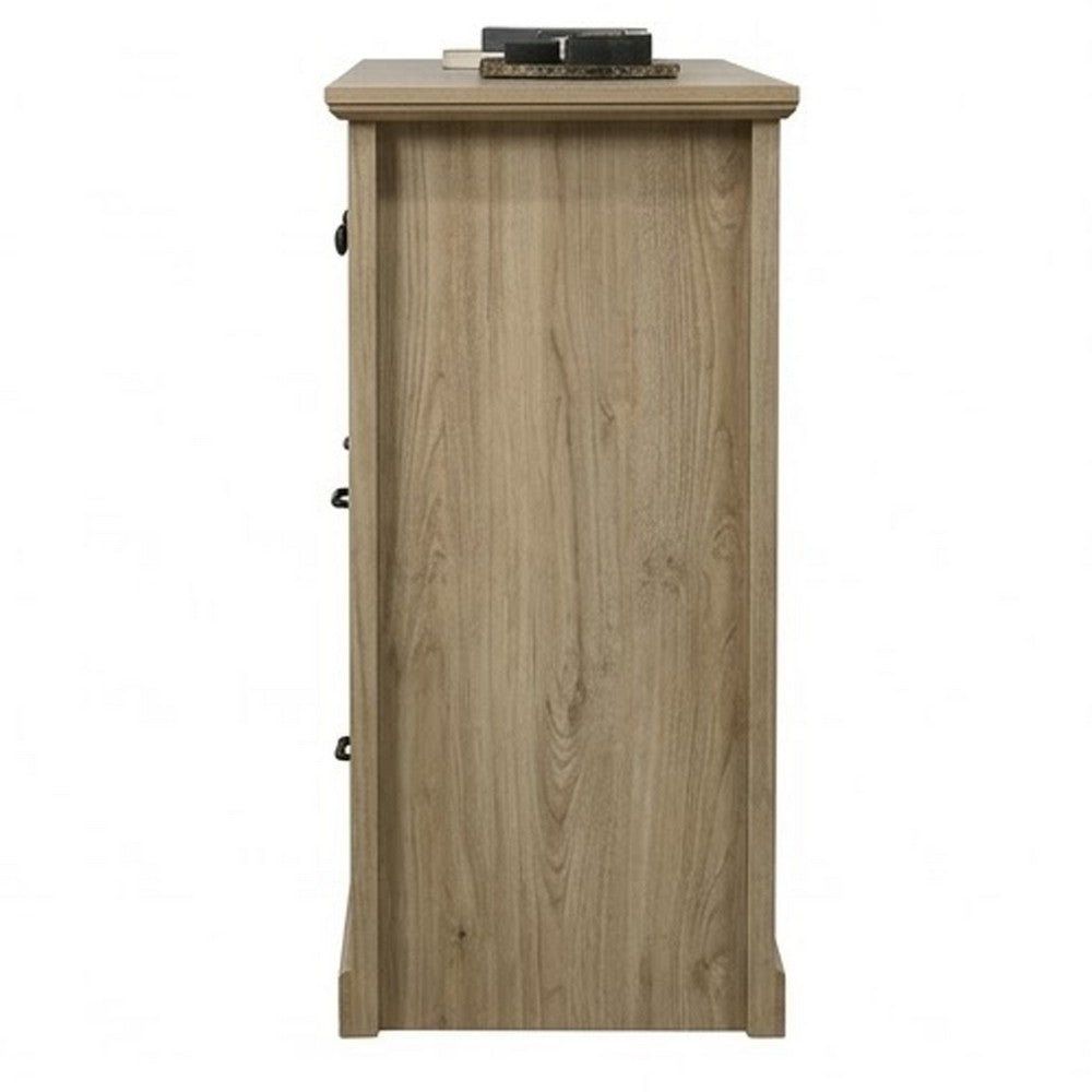 Jori Wide Dresser | 6 Drawers with Split Top | Black Handles | Oak Brown