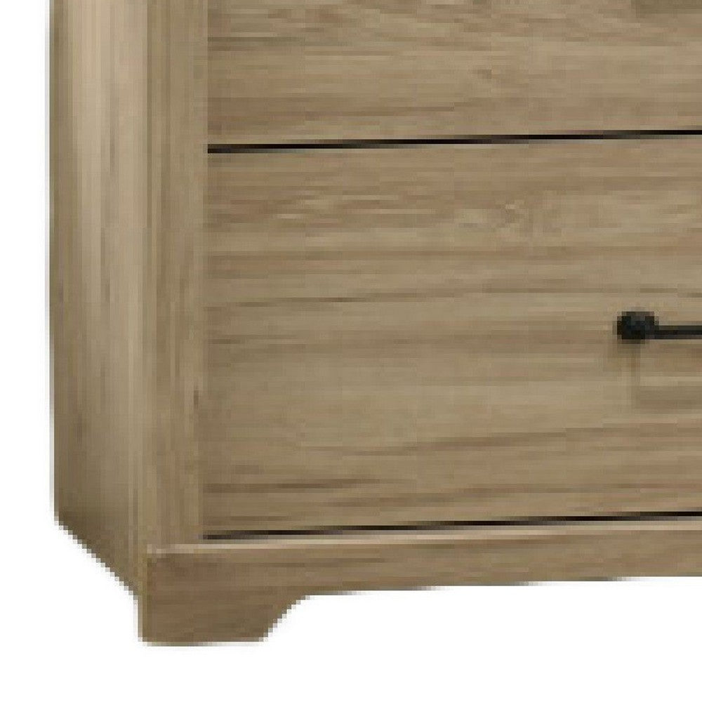 Jori Wide Dresser | 6 Drawers with Split Top | Black Handles | Oak Brown
