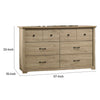 Jori Wide Dresser | 6 Drawers with Split Top | Black Handles | Oak Brown