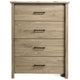 Kori Tall Dresser Chest | 4 Drawers with Black Handles | Light Oak Brown