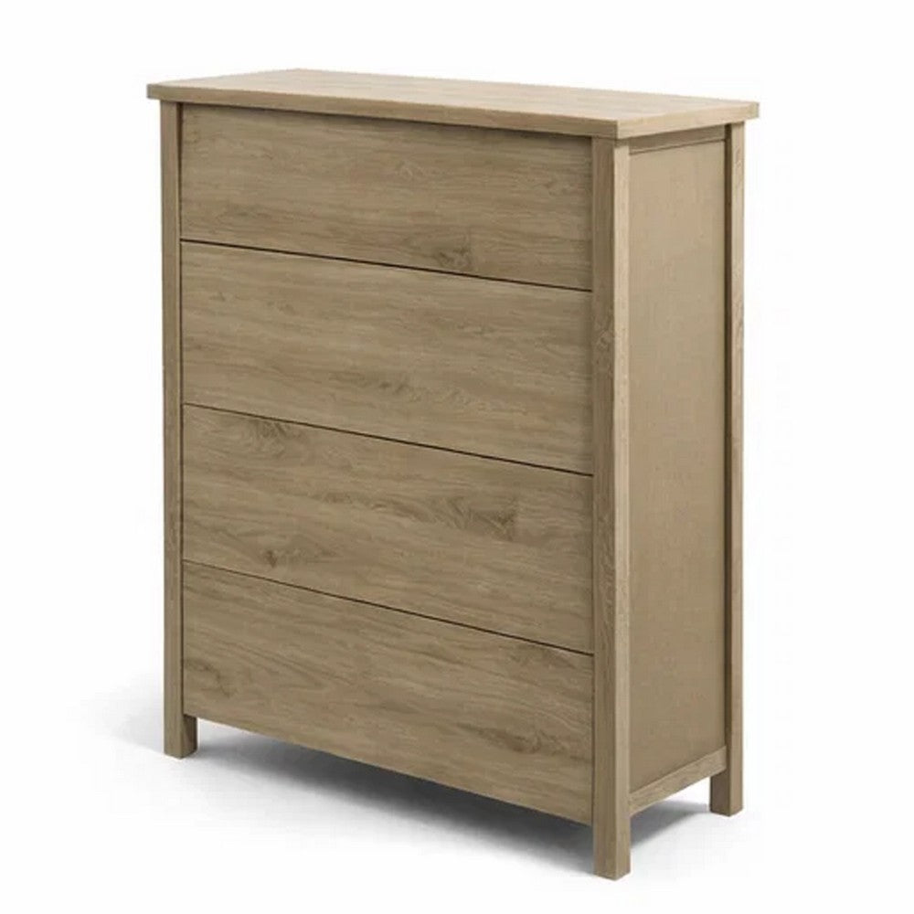 Kori Tall Dresser Chest | 4 Drawers with Black Handles | Light Oak Brown