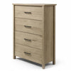 Kori Tall Dresser Chest | 4 Drawers with Black Handles | Light Oak Brown
