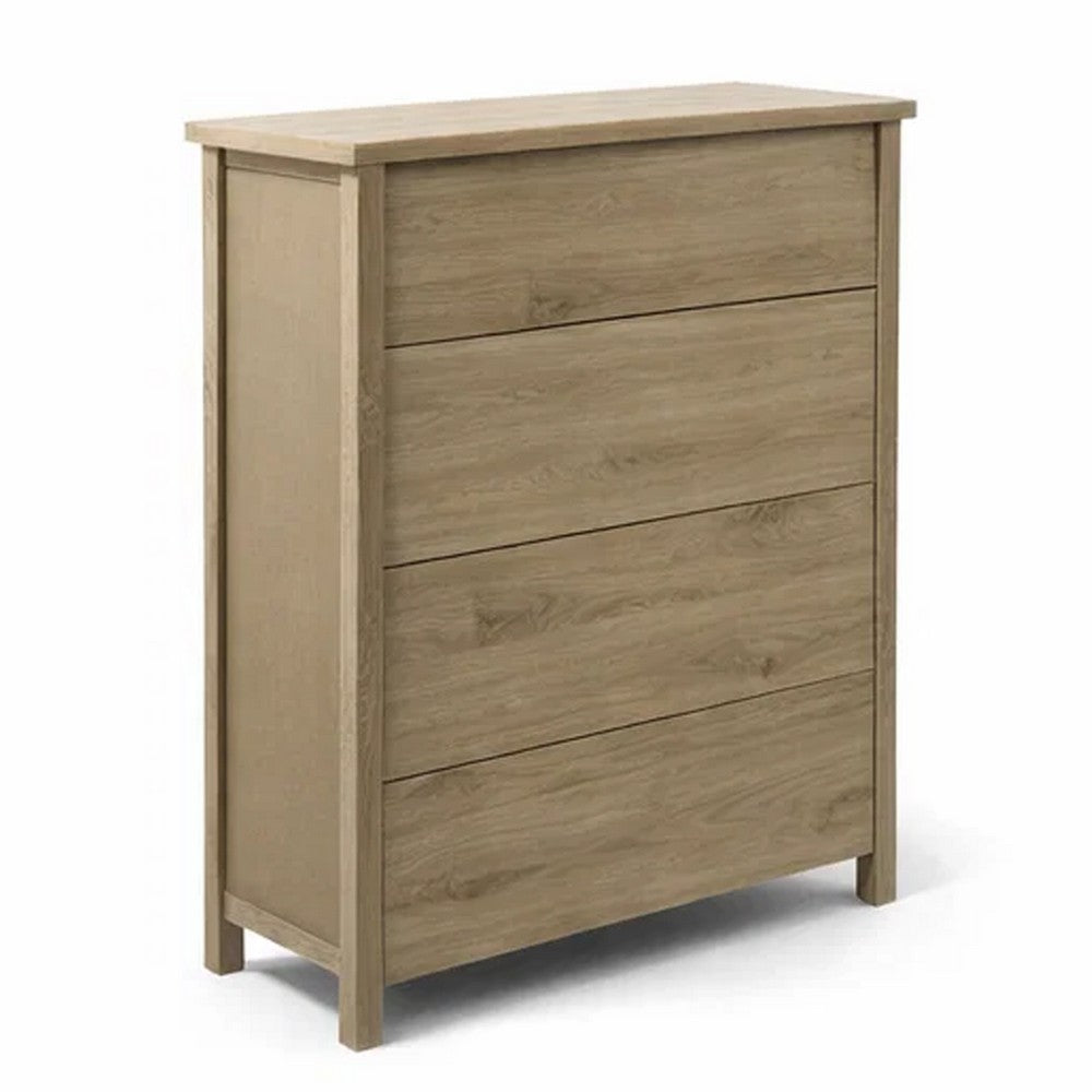 Kori Tall Dresser Chest | 4 Drawers with Black Handles | Light Oak Brown