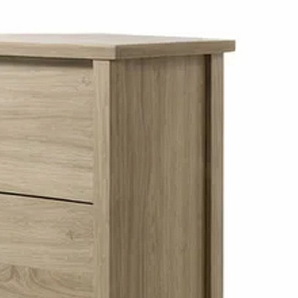 Kori Tall Dresser Chest | 4 Drawers with Black Handles | Light Oak Brown