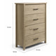 Kori Tall Dresser Chest | 4 Drawers with Black Handles | Light Oak Brown