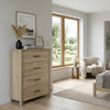 Kori Tall Dresser Chest | 4 Drawers with Black Handles | Light Oak Brown