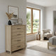 Kori Tall Dresser Chest | 4 Drawers with Black Handles | Light Oak Brown