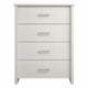 Kori Tall Dresser Chest | 4 Drawers with Silver Bar Handles | White