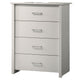 Kori Tall Dresser Chest | 4 Drawers with Silver Bar Handles | White