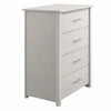 Kori Tall Dresser Chest | 4 Drawers with Silver Bar Handles | White