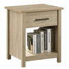 Kori Nightstand | 1 Drawer and Open Shelf | Black Pulls | Oak Brown