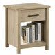 Kori Nightstand | 1 Drawer and Open Shelf | Black Pulls | Oak Brown