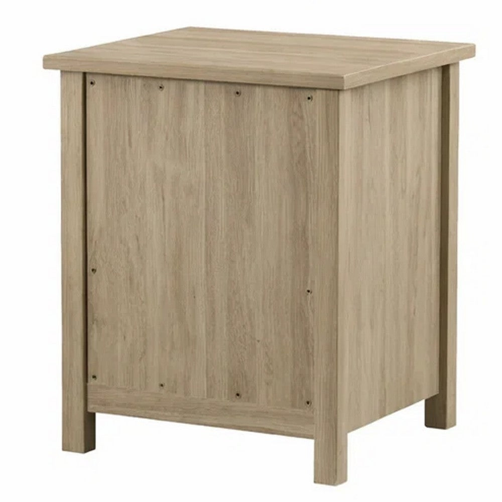 Kori Nightstand | 1 Drawer and Open Shelf | Black Pulls | Oak Brown