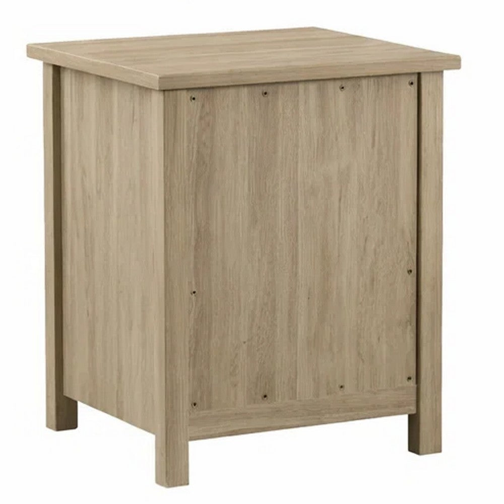 Kori Nightstand | 1 Drawer and Open Shelf | Black Pulls | Oak Brown
