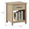 Kori Nightstand | 1 Drawer and Open Shelf | Black Pulls | Oak Brown