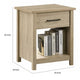 Kori Nightstand | 1 Drawer and Open Shelf | Black Pulls | Oak Brown
