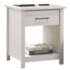 Kori Nightstand | 1 Drawer and Open Shelf | Silver Pulls | White
